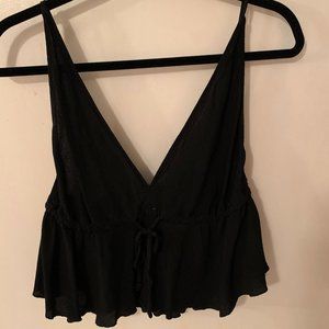 SOLD Black V-Neck Tank Top Brandy Melville Peplum